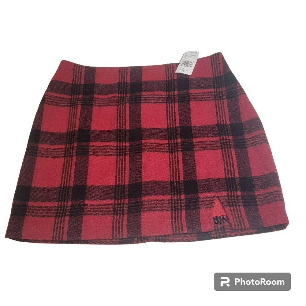 Fashion on Earth Skirt, Junior L, Red & Black Plaid Flannel, Short, New w/ Tags